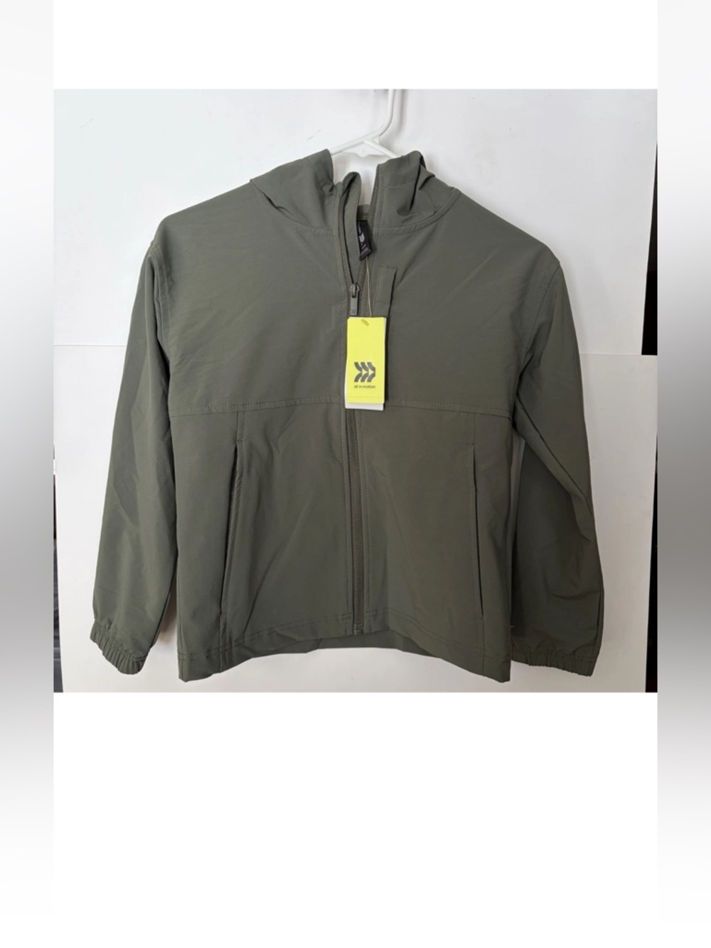 Kids size 8(M) All in Motion Olive Green Hooded Water resistant jacket